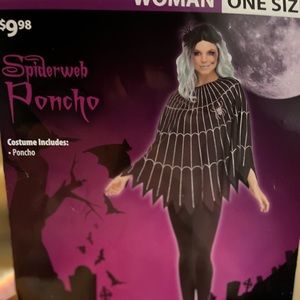 Halloween costume Spider Poncho neck to bottom is 27” long